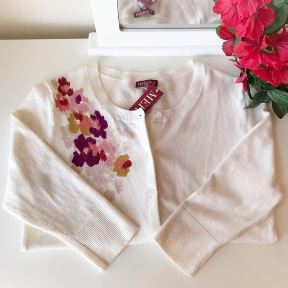 Merona Sweaters - NEW Merona Cream Floral Button Up Cardigan